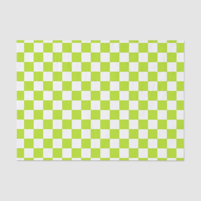 Papier Mousseline Vert et blanc de chaux Checkered (Recto)
