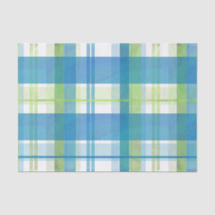 Papier Mousseline Vert et bleu de plaid de Madras