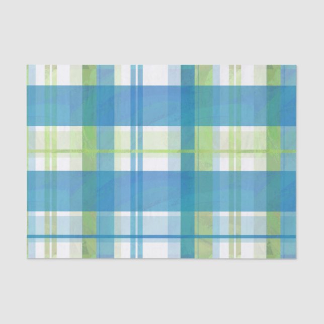 Papier Mousseline Vert et bleu de plaid de Madras (Recto)