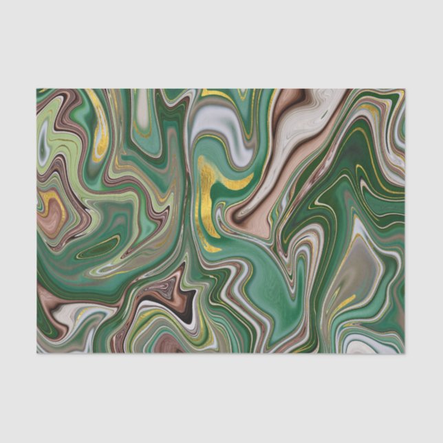 Papier Mousseline Vert et Brown/Gold Agate motif 2 (Recto)