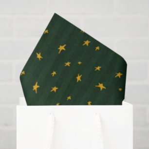 Papier Mousseline Vert étoile rayure fêtes de Noël