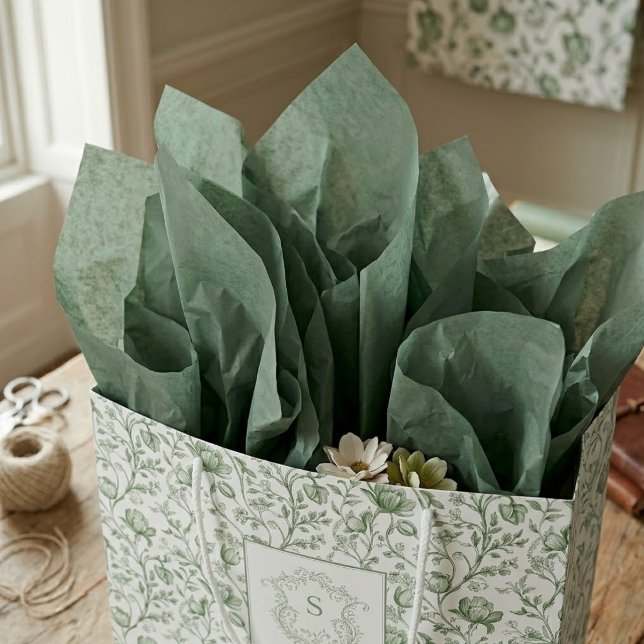 Papier Mousseline Vert forêt artisanale Luxe couleur unie (Créateur téléchargé)