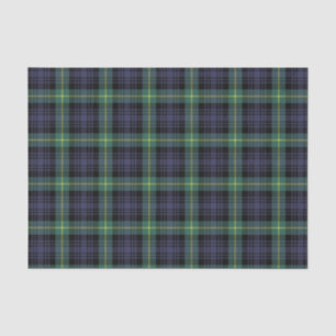 Papier Mousseline Vert jaune violet noir Tartan écossais Plaid