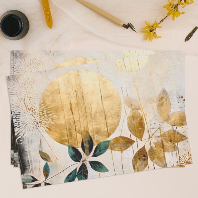 Papier Mousseline Vert moderne et or (Créateur téléchargé)