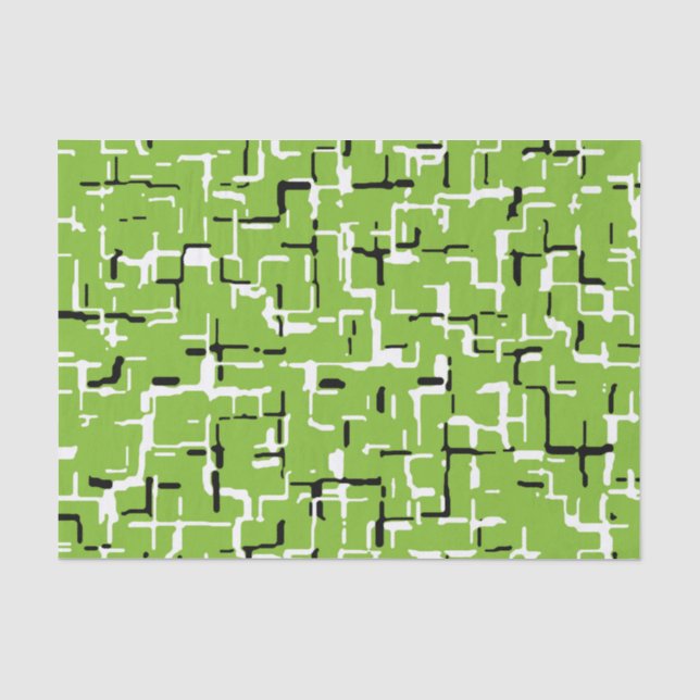 Papier Mousseline Vert noir blanc Motif moderne (Recto)