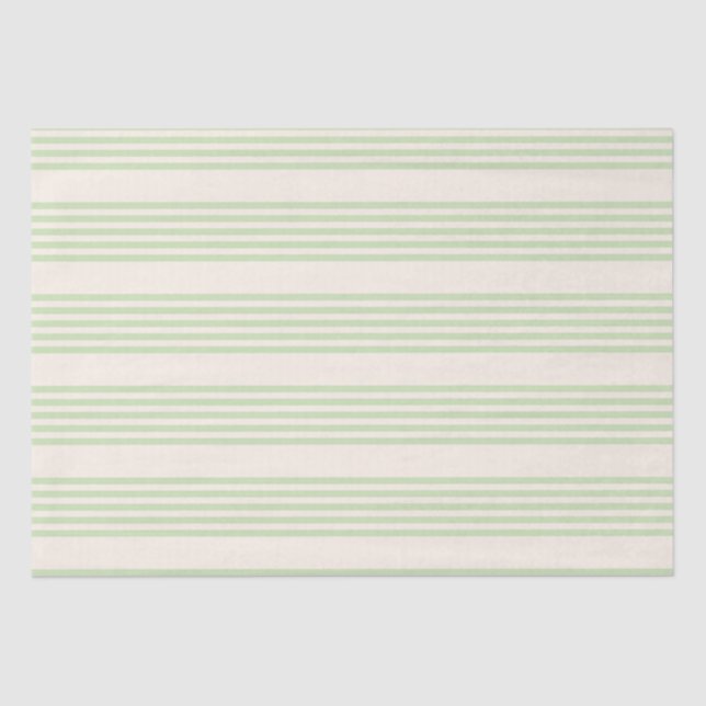 Papier Mousseline Vert pâle et beige cinq rayures motif (Recto)
