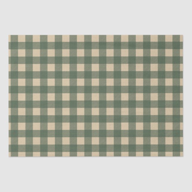 Papier Mousseline Vert Plaid rustique pays (Recto)