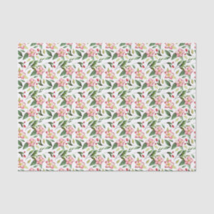 Papier Mousseline Vert rose Fleurs de Noël Aquarelle