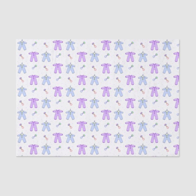 Papier Mousseline Vêtements de bébé violet et bleu (Recto)