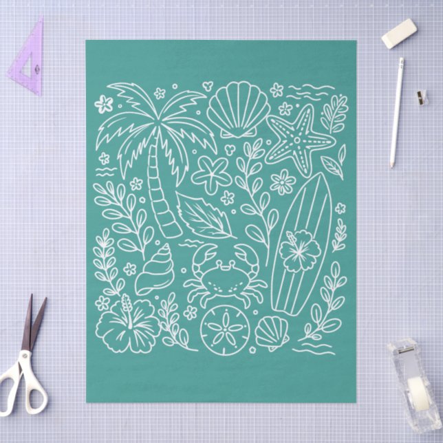 Papier Mousseline Vibes de Plage Tropicale (Artisanat)