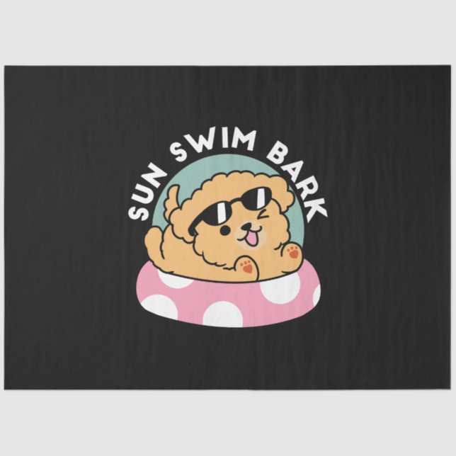 Papier Mousseline Vibes d'été Chien - Chiot flottant avec lunettes d (Recto)