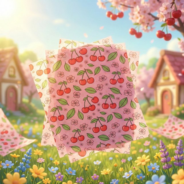 Papier Mousseline Vibes Rouges Cerise Mignonnes Esthétique Féminine  (Créateur téléchargé)