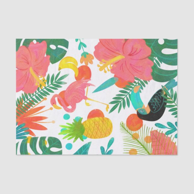 Papier Mousseline Vibes tropicales Floral Feuille Summer Luau Party (Recto)