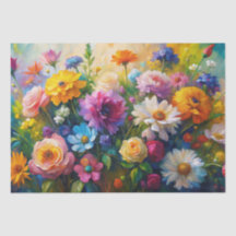 Vibrant Colorful Spring Flowers Decoupage