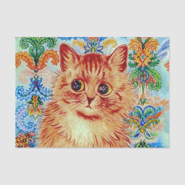 Papier Mousseline Vibrant Gaze Psychedelic Ginger Cat by Louis Wain (Recto)