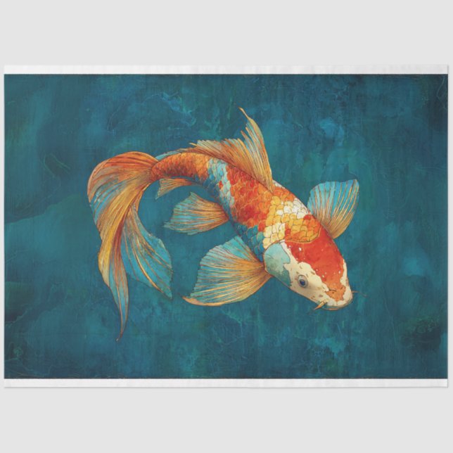 Papier Mousseline Vibrant Koi Fish Illustration Découpage (Recto)