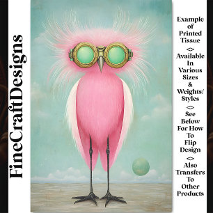 Papier Mousseline Vibrant Long Legs Funny Pink Bird BS9 Découpage