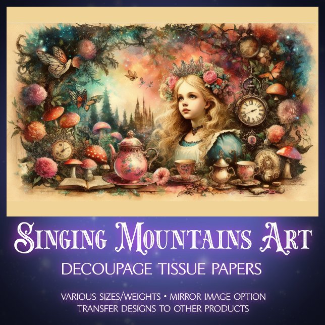 Papier Mousseline Victorian Alice Wonderland Fantasy Art  (Créateur téléchargé)