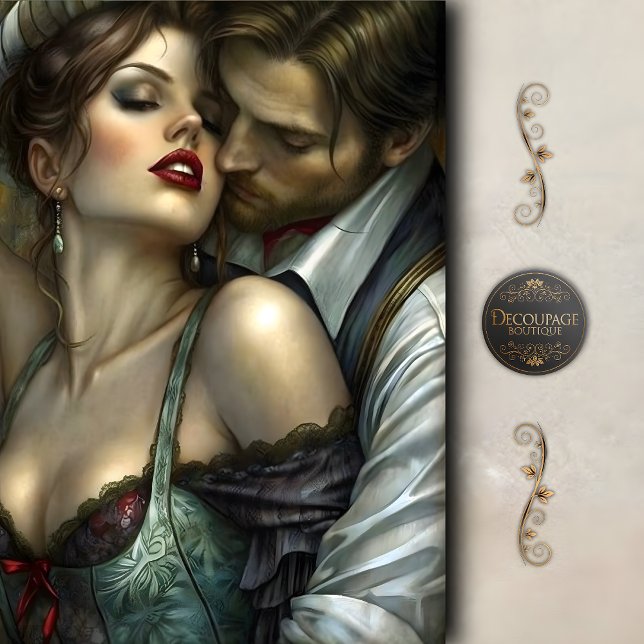 Papier Mousseline Victorian Lovers Seductive Embrace Decoupage (Victorian Lovers Seductive Embrace Decoupage Tissue Paper)