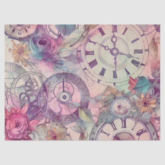 Papier Mousseline Victorian Pastel Steampunk Motif (Recto)