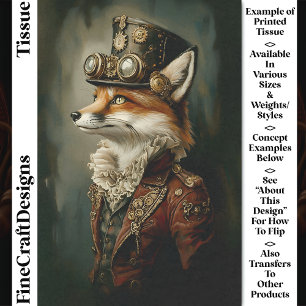 Papier Mousseline Victorian Steampunk Fox Portrait CJ7 Découpage