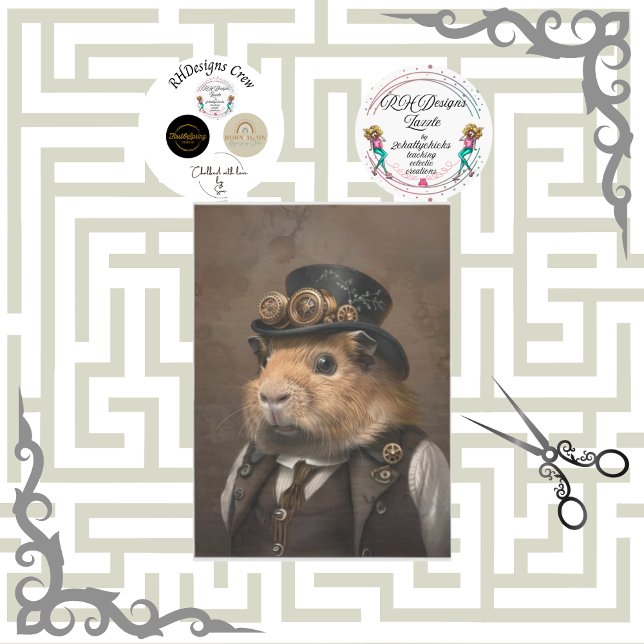 Papier Mousseline Victorian Vintage Guinea Pig Decoupage (Créateur téléchargé)