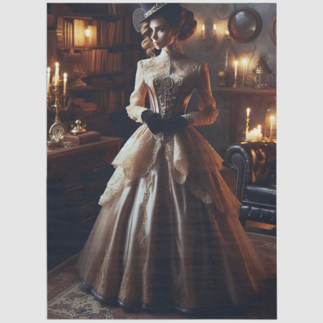 Papier Mousseline Victorian Vintage Mysterious Elegant Woman  (Créateur téléchargé)