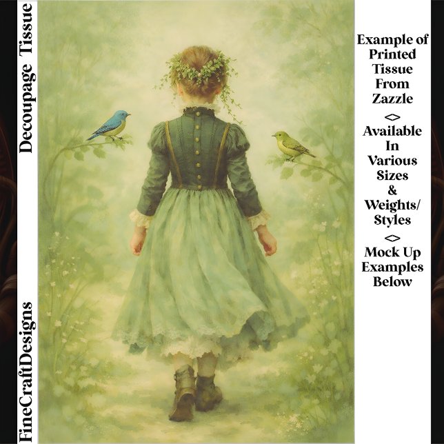 Papier Mousseline  Victorian Woodland Girl From Behind EZ3 Decoupage (Créateur téléchargé)