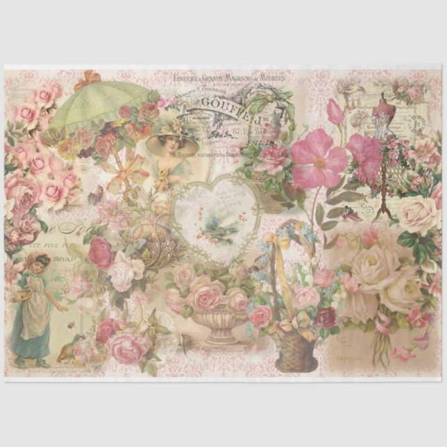 Papier Mousseline Victorien Shabby Chic Series Design 1 (Recto)