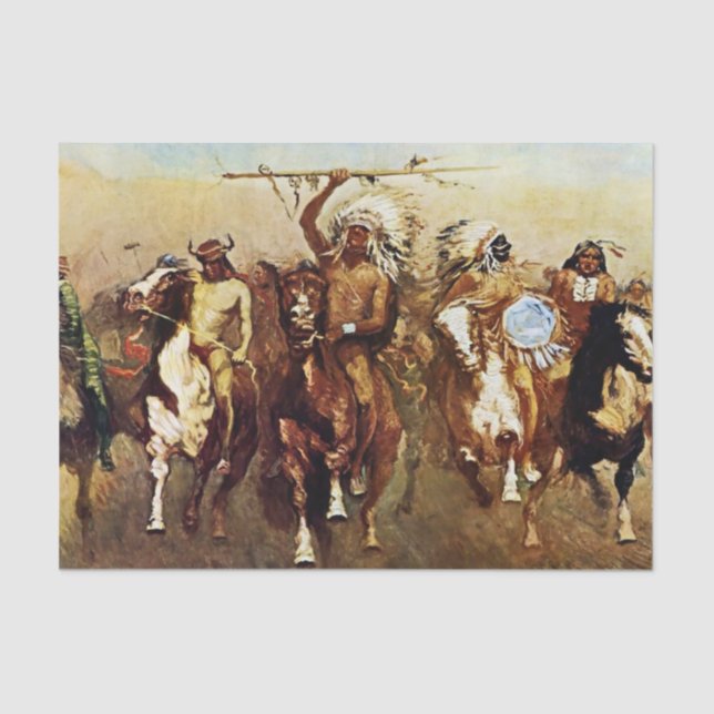 Papier Mousseline "Victory Dance" Western Art de Frederic Remington (Recto)