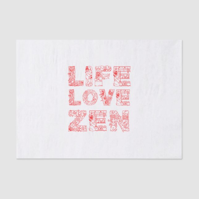 Papier Mousseline Vie, Amour, Zen (Recto)