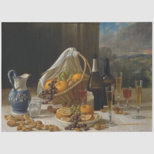 Papier Mousseline Vie morte avec Fruit et Vin (Recto)