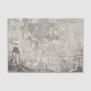 Papier Mousseline Vieille carte Vintage de Rome Grande ville