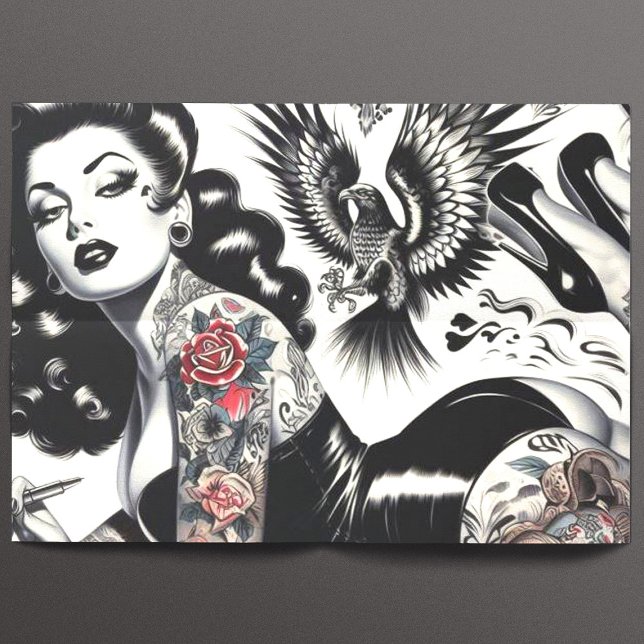 Papier Mousseline Vielle écolière tatouée (Créateur téléchargé)