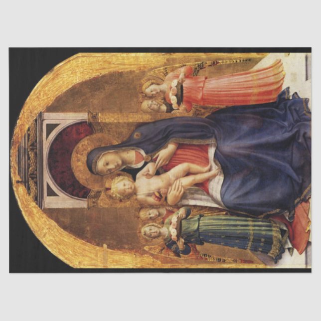Papier Mousseline VIERGE AVEC ENFANT ET ANGES Fra Angelico, Noël (Recto)