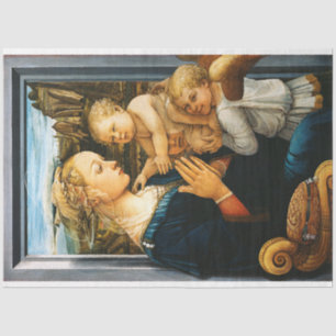 Papier Mousseline Vierge avec enfant et deux anges, Filippo Lippi