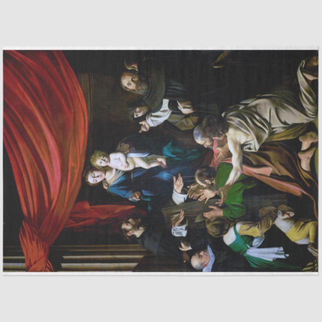 Papier Mousseline Vierge du Rosaire, Caravaggio (Recto)