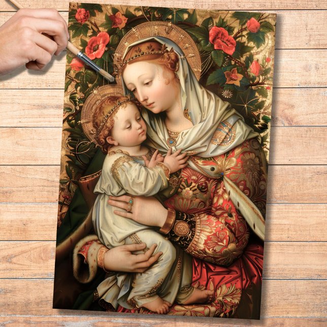 Papier Mousseline Vierge Marie et bébé Jésus 2 Papier Découpage (Créateur téléchargé)