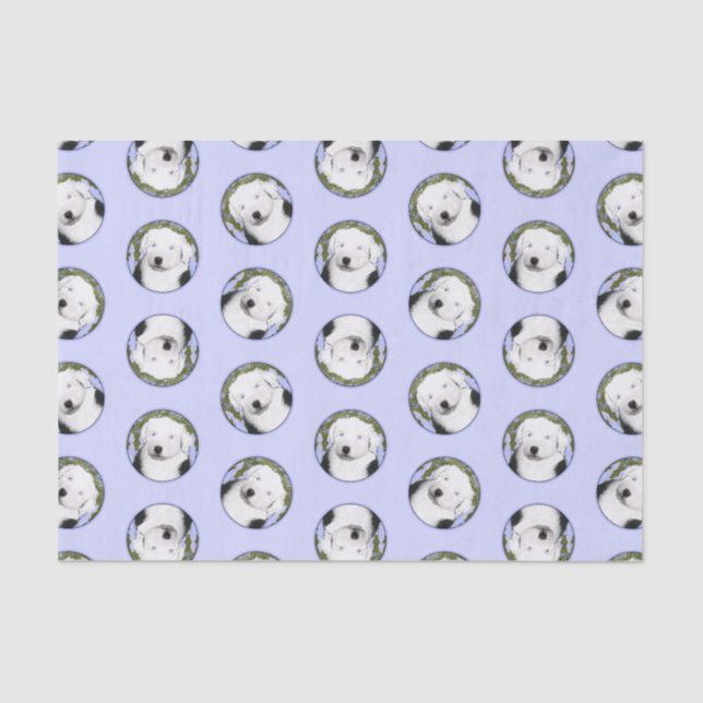 Papier Mousseline Vieux anglais Sheepdog Puppy Painpy Pet Dog Art (Recto)