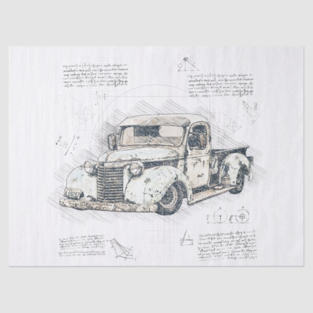 Papier Mousseline Vieux Chevrolet Retro Classic Truck Decoupage (Recto)