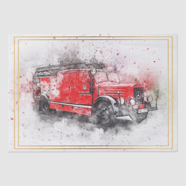 Papier Mousseline Vieux découpage de camion Vintage d'incendie (Recto)
