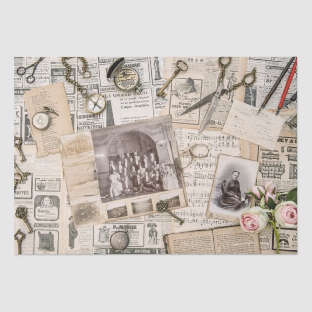 Papier Mousseline vieux journal (collection) Tissue Paper (Recto)