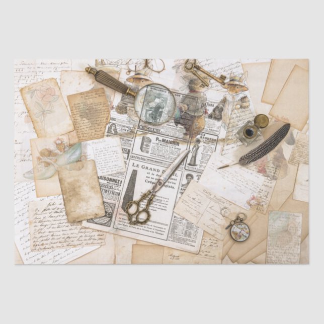 Papier Mousseline vieux journal (collection) Tissue Paper (Recto)