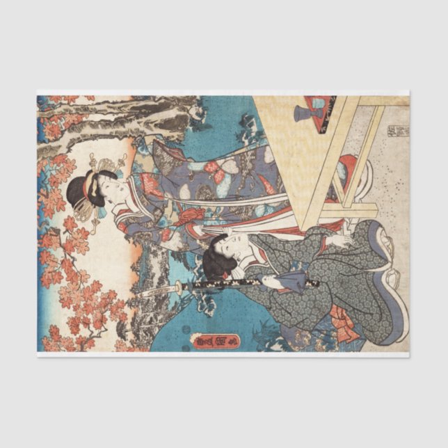 Papier Mousseline vieux parchemin vintage japonais Cool ukiyo-e geis (Recto)