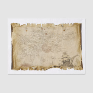 Papier Mousseline Vieux pirate de la carte navire dans la déroupage 