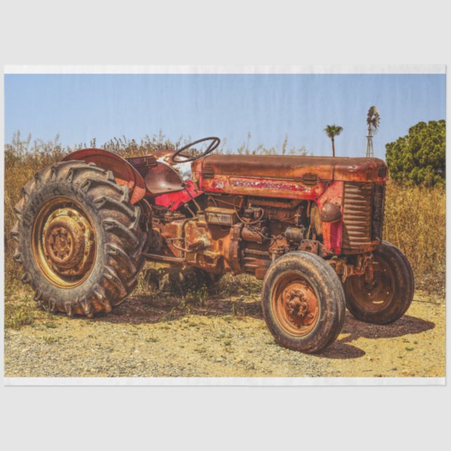 Papier Mousseline Vieux tracteur Vintage de découpage papier (Recto)