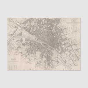 Papier Mousseline Vieux Vintage Antique Carte de Paris Grande Ville