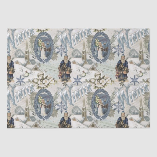 Papier Mousseline Vignette Victorian Winter Blues (Recto)