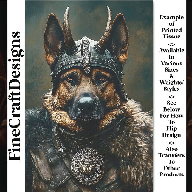 Papier Mousseline Viking allemand berger chien guerrier BS3 Decoupag (Créateur téléchargé)