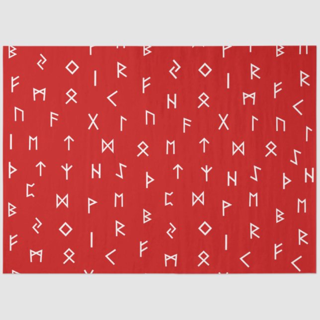 Papier Mousseline Viking Runes sur l'Arrière - plan rouge (Recto)